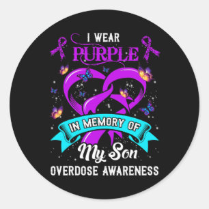 Wear Purple In Memory Of My Son Overdose Awareness Classic Round Sticker