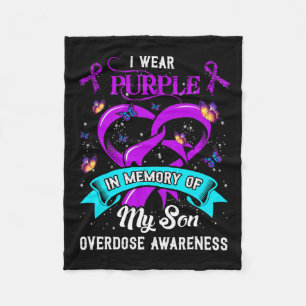 Wear Purple In Memory Of My Son Overdose Awareness Fleece Blanket