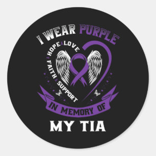 Wear Purple In Memory Of My Tia Pancreatic Cancer Classic Round Sticker