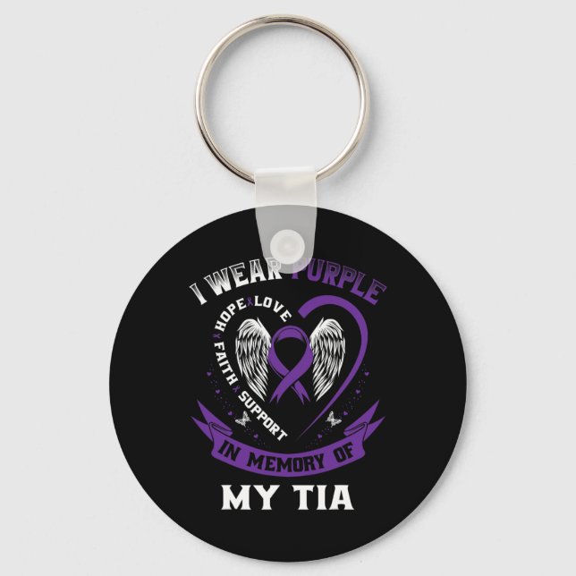 Wear Purple In Memory Of My Tia Pancreatic Cancer  Key Ring (Front)