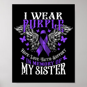 Wear Purple In Memory Of Sister Overdose Awareness Poster