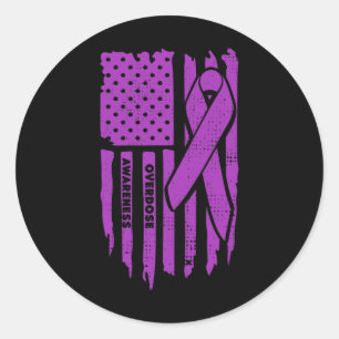 Wear Purple Overdose Awareness Gifts Opioid Surviv Classic Round Sticker