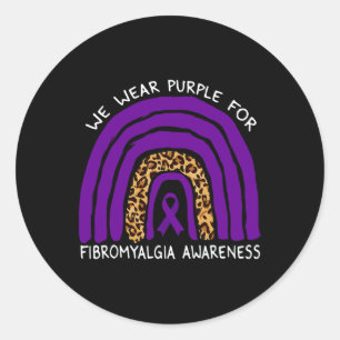 Wear Purple Rainbow For Fibromyalgia Awareness Classic Round Sticker