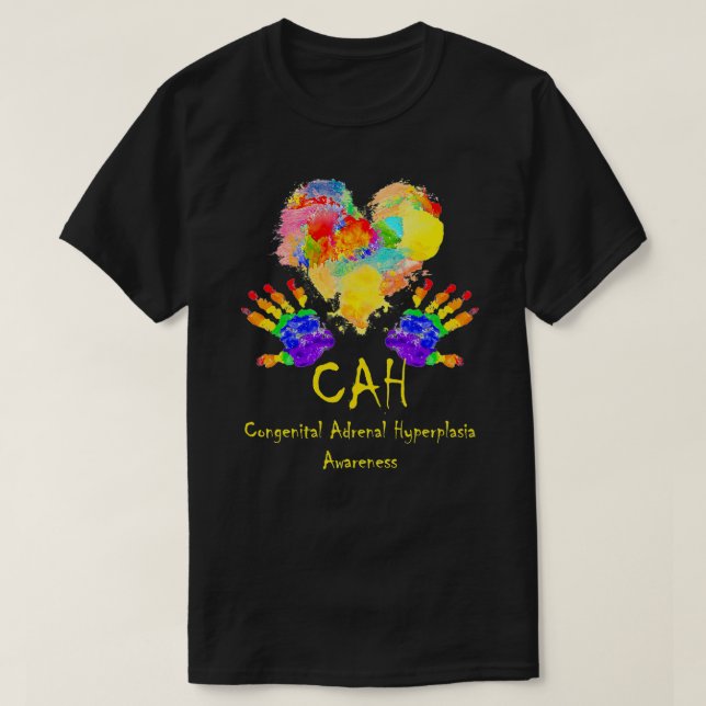 Wear Rainbow Heart Congenital Adrenal Hyperplasia  T-Shirt (Design Front)