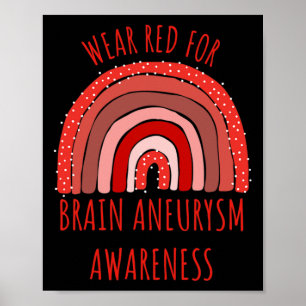 Wear Red For Brain Aneurysm Awareness Brain Aneu Poster