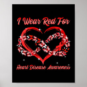 Wear Red For Heart Disease Awareness Heart Butterf Poster
