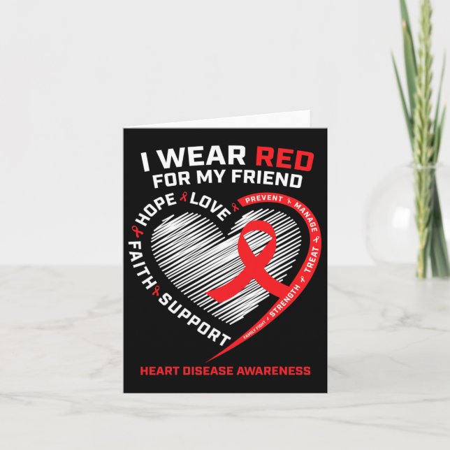 Wear Red For My Friend Heart Disease Awareness Gif Card (Front)