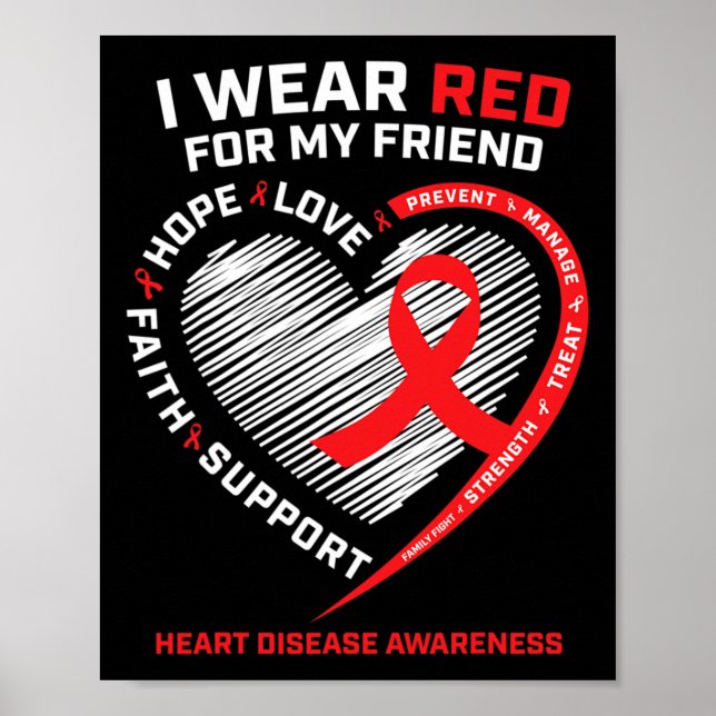 Wear Red For My Friend Heart Disease Awareness Gif Poster (Front)