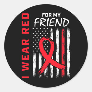 Wear Red For My Friend Heart Disease Awareness Usa Classic Round Sticker