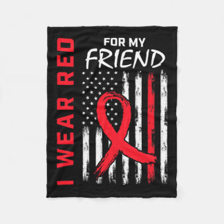Wear Red For My Friend Heart Disease Awareness Usa Fleece Blanket