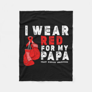 Wear Red For My Papa Heart Disease Awareness Fleece Blanket