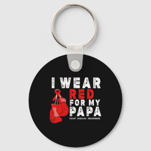 Wear Red For My Papa Heart Disease Awareness Key Ring