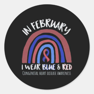 Wear Red In February Heart Disease Awareness  Classic Round Sticker
