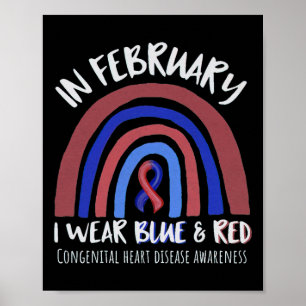 Wear Red In February Heart Disease Awareness Poster