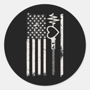 Wear Red In February Usa Flag For Heart Disease Aw Classic Round Sticker