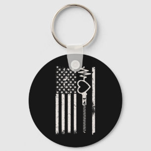 Wear Red In February Usa Flag For Heart Disease Aw Key Ring