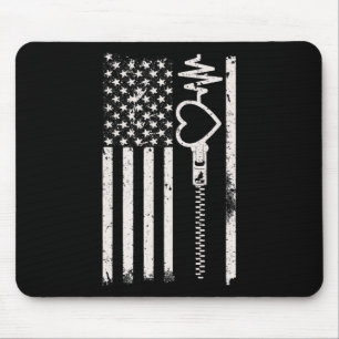 Wear Red In February Usa Flag For Heart Disease Aw Mouse Pad