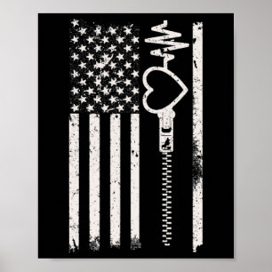 Wear Red In February Usa Flag For Heart Disease Aw Poster