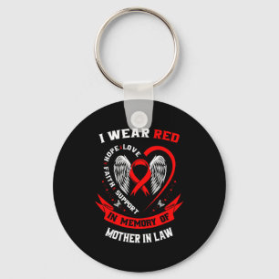Wear Red In Memory Of Mother In Law Heart Disease Key Ring