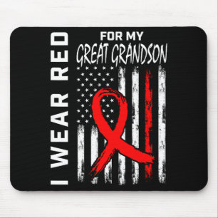 Wear Red Ribbon Great Grandson Heart Disease Aware Mouse Pad