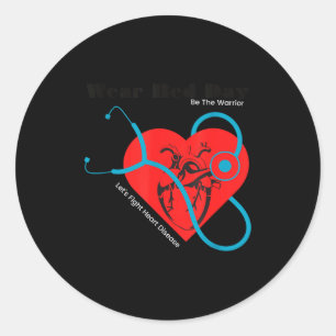 Wear Red To Fight Heart Disease Awareness February Classic Round Sticker