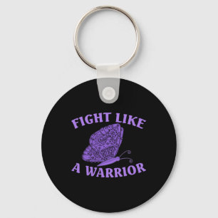 Wear Ribbon Purple Butterfly Warrior Fibromyalgia Key Ring