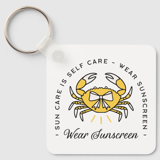 Wear sunscreen apply spf sun protection reminder key ring (Front)