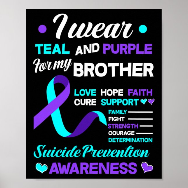 Wear Teal &amp; Purple For My Brother Suicide Prev Poster (Front)