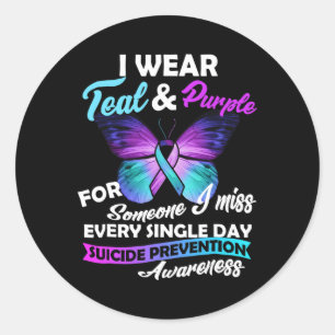 Wear Teal & Purple For Someone I Miss Every Si Classic Round Sticker