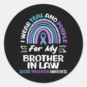 Wear Teal And Purple For Brother In Law Prevention Classic Round Sticker