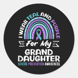 Wear Teal And Purple For Granddaughter Prevention Classic Round Sticker
