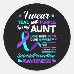 Wear Teal And Purple For My Aunt Suicide Preventio Classic Round Sticker