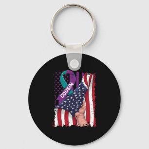 Wear Teal And Purple For My Cousin Suicide Awarene Key Ring