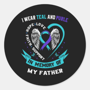 Wear Teal And Purple For My Dad Father Suicide Awa Classic Round Sticker