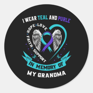 Wear Teal And Purple For My Grandma Suicide Awaren Classic Round Sticker