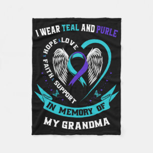 Wear Teal And Purple For My Grandma Suicide Awaren Fleece Blanket