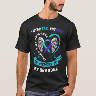 Wear Teal and Purple For My Grandma Suicide Awaren T-Shirt