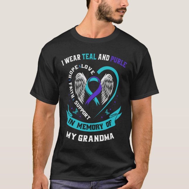 Wear Teal and Purple For My Grandma Suicide Awaren T-Shirt (Front)