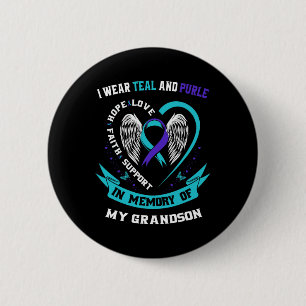Wear Teal And Purple For My Grandson Suicide Aware 6 Cm Round Badge