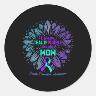 Wear Teal And Purple For My Mum Suicide Prevention Classic Round Sticker