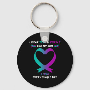 Wear Teal And Purple For My Son I Miss Every Singl Key Ring