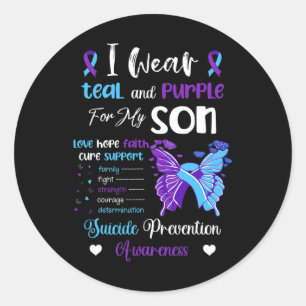 Wear Teal And Purple For My Son Suicide Prevention Classic Round Sticker