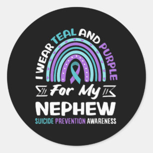 Wear Teal And Purple For Nephew Prevention Design Classic Round Sticker