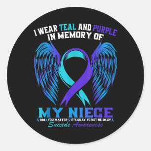 Wear Teal And Purple For Niece Awareness Shirt Classic Round Sticker