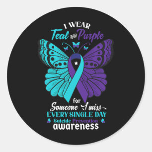 Wear Teal And Purple For Someone I Love Suicide Aw Classic Round Sticker