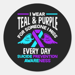 Wear Teal And Purple For Someone Miss Every Day Classic Round Sticker