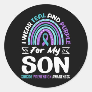 Wear Teal And Purple For Son Prevention Design Classic Round Sticker