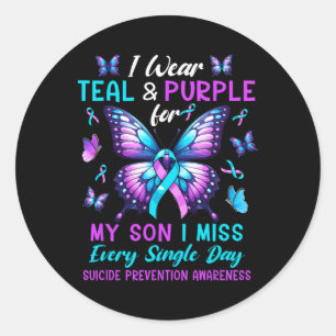 Wear Teal And Purple For Son Suicide Prevention Aw Classic Round Sticker