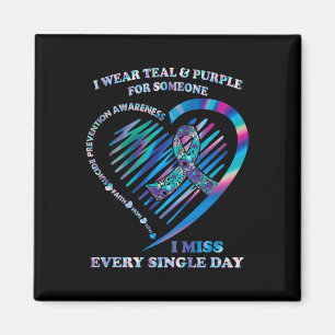 Wear Teal And Purple Heart Suicide Prevention Awar Magnet