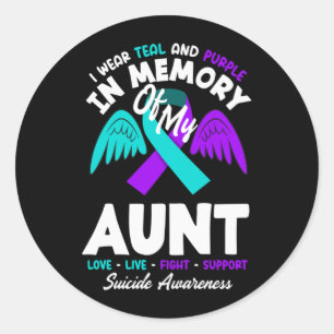 Wear Teal And Purple In Memory Of Aunt Long Sleeve Classic Round Sticker